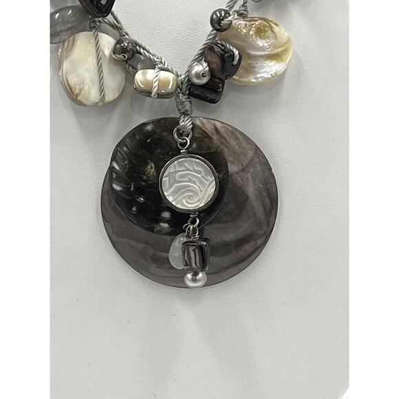 Silpada Sterling Silver Pretty Mother of Pearl Shell Boardwalk Necklace N2098 - Picture 2 of 14